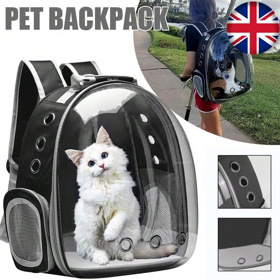Breathable Astronaut Window Cat Dog Carrier Transparent Backpack Pet Travel Bag - Black - Black - View 1