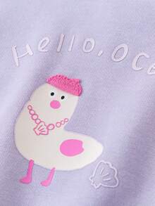 mini bala 2pcs Baby Girls/Unisex Soft Cotton Sweatshirt And Pants Set, Slim Fit, Spring 2026 Collection - Hyacinth Purple - View 7