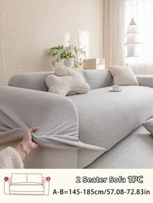 1pc Thick High Grammage Solid Color Plush Sofa Cover, Warm And Comfortable For Winter, Suitable For All Seasons, Anti-Slip And Dirt-Resistant, Removable And Machine Washable, Effectively Prevents Pet Scratching, Suitable For Living Room And Bedroom Sofa Protection And Decoration, Fits 1/2/3/4 Seater Sofas - Multicolor - View 19