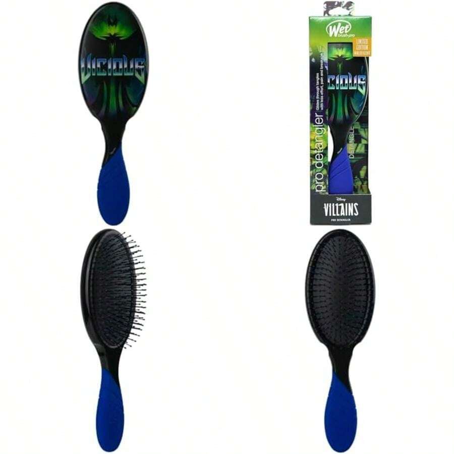 WET BRUSH, Pro Detangler, Villains, Edición Limitada, Cepillo Profesional Desenredante, Mango EasyGrip, Desenreda Todo Tipo de Cabello, Cepilla Fácil y Adiós Nudos, Diseño Maléfica(Negro 1 Count (Pack of 1)) - Multicolor - Ver 1