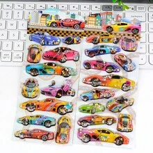 3D贴纸玩具车，带贴纸的摇摆车，带水贴纸的3D赛车，儿童奖励史莱姆水晶贴纸绘画 - 彩色 - 查看 4