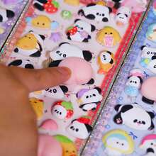 1pc/4pcs Random Panda Squeeze Stress Relief Stickers, Reward Puzzle Stickers, Decoration For Phones And Tablets - 彩色 - 查看 5