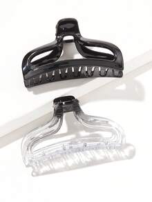 2pcs Transparent Large Size Hair Claws, Minimalist Geometric Hair Clips For Daily Wear, Alligator Hairpins For Updo Casual Hair Jaw Clip Hair Clamps Hair Clutch Hair Catcher Clip Fall Winter Claw Clip Hair Accessories For Women Bows For Vacation Outfits Woman - Multicolor - View 12