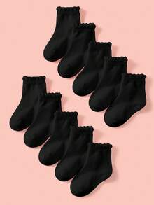5/10 Pairs Solid Color Lace Trim Children Socks, Soft & Comfortable Casual Versatile Sports School Socks, Minimalist Cartoon Retro Solid Color Lace Socks, Suitable For Daily Wear, Back To School, Campus, Sports, Classroom, New Semester, Students, Back To School Season, Outdoor Activities, Home Leisure, Multiple Combinations Available - Multicolor - View 20