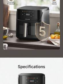 Dreame Air Fryer, With Viewing Window, 7.6L Capacity, Dual Vortex™ Heating + Steam Injection Technology, Fast Cooking, 8-In-1 Presets, Family-Sized Healthy Oil-Free Cooking, LED Touch Control, +1 Minute Button, 2800W Power. Kitchen Christmas Theme, Kitchen Supplies, Air Fryer