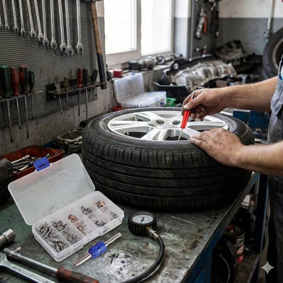 102 Pcs Air Conditioning Valve Core Kit For R134a & R12, Universal A/C Refrigeration Tyre Valve Stem Core Assortment With 2 Remover Tools, Professional Repair Set For British & International Vehicle Models - A - 查看 1