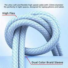 60W High-Speed USB-C To USB-C Data Cable, Nylon Braided Round USBC Charging Cord, Compatible With IPhone 16/17/Air/15/Pro Max, S23/S22/S21, Pro/Air, Pro/Air, And Other Type-C Devices - Multicolor - View 3