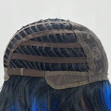 TendenciaPeluca Rizada Larga Con Mechas Azul Marino/negras Y FlecoCalidad premium - 1 - Ver 11
