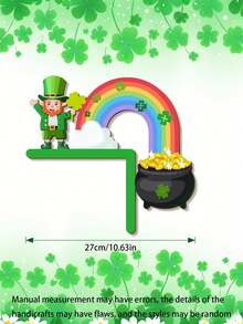 St. Patrick's Day Door Decor - Clover & Rainbow Door Frame, St. Patrick's Day Decoration, Fun Door Ornament, Wooden Sign, Front Door Decor, St. Patrick's Day Party Decoration (Vibrant) - Green - View 2