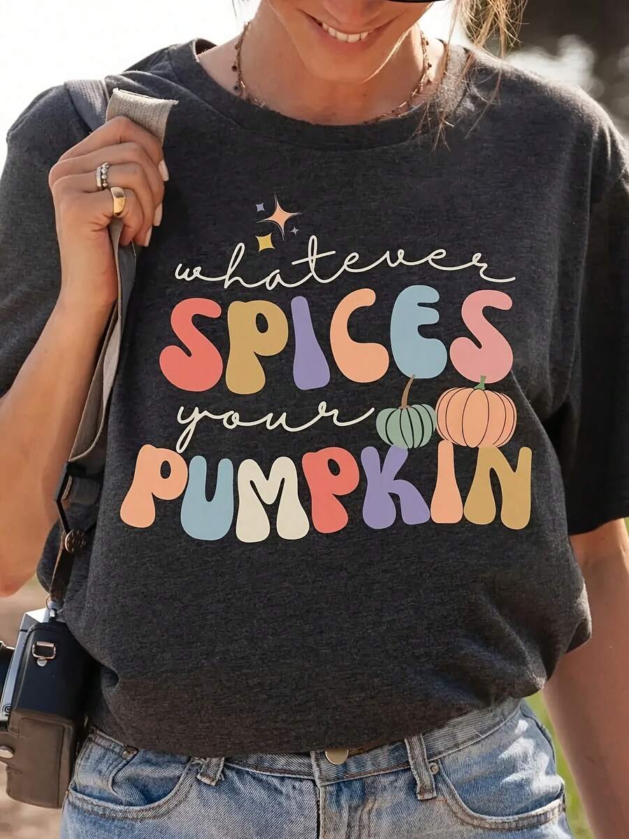 Whatever Spices Your Pumpkin T Shirt Retro Halloween Cute Fall Spice - Style 3 - View 1
