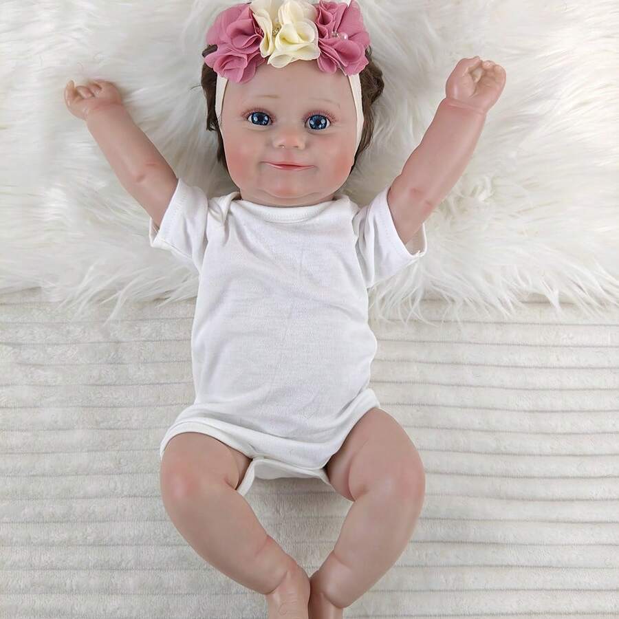 50 cm vollständiger Vinyl-Körper wasserdichte Reborn-Puppe Maddie, handbemalt mit sichtbaren Adern, lebensechte 3D-Hautfarbe, Spielzeug-Geschenk - Weiss - Übersicht 1