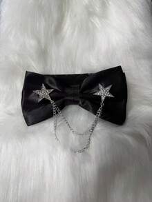 男士领结1件装，黑色西装衬衫伴郎礼物，五角星链条领结翻领别针，可手洗或干洗 - 彩色 - 查看 8