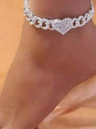 1pc Minimalist Fashionable Multicolor Personalized Innovative Chic Casual Beach Resort Delicate Heart Anklet