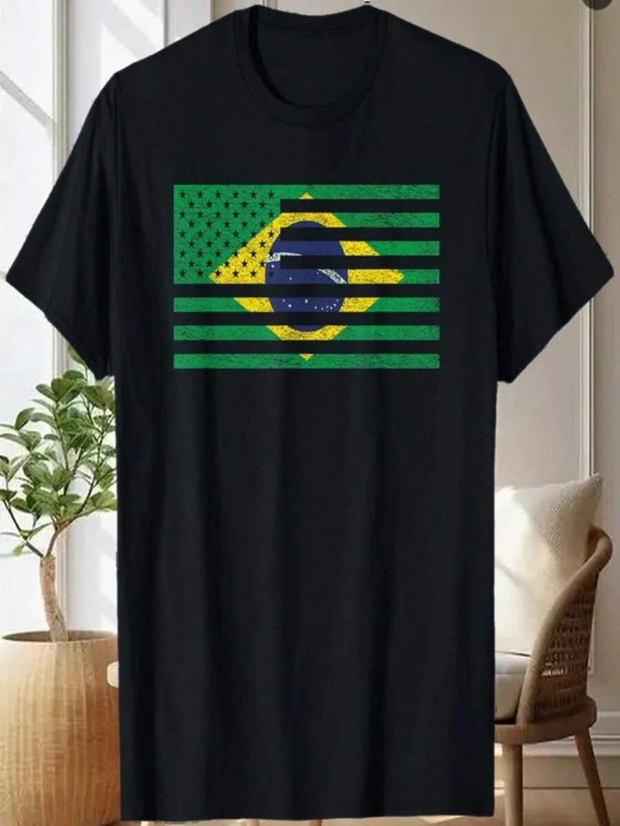 BRASIL BRASIL EEUU BANDERA ORGULLO BRASILEÑO AMERICANO CAMISETA DE CIUDADANO - Negro - Ver 1