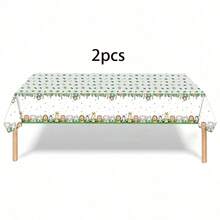 12/4/6 Peças Toalha de Mesa com Tema de Animais da Selva e Zoológico, Design de Leão da Floresta, Toalha de Mesa Descartável e À Prova d'Água para Decoração de Festa de Aniversário, Uso Externo, Pátio, Casa, Festa, Jantar - Verde - Visão 10
