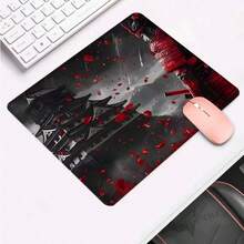 日式武士樱花图案鼠标垫，加长XL尺寸，办公桌配件 - 多色防滑缝边电脑垫，35.4x15.7英寸，橡胶底座，笔记本电脑键盘垫，适用于家庭办公室和游戏玩家，防泼溅 - 武士 - 查看 6