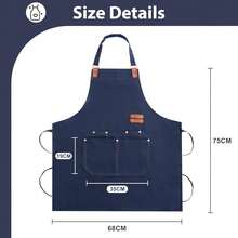 Apron For Men Women, Chef Apron With Adjustable Neck Strap, Heavy Duty Apron With Pockets, For CooFKing, Gardening - Màu xanh lam - Xem 3