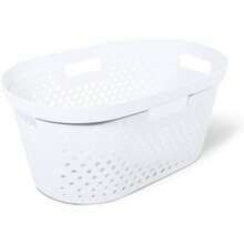 Clorox Cesta de lavandería de plástico, cesta portátil con asas, contenedor de almacenamiento resistente para recámara y guardería de bebé, 1 bushel, blanco(Blanco) - Multicolor - Ver 2