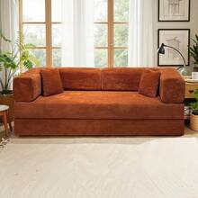 78'' No Assembly Corduroy Cloud Couch For Living Room - Ergonomic Deep Seat Sectional Sofa With Memory Foam For Reading, Rest & Sleep, Convertible Sofa Cama & Spacious Sofa For Living Room - 亮橙色 - 查看 12