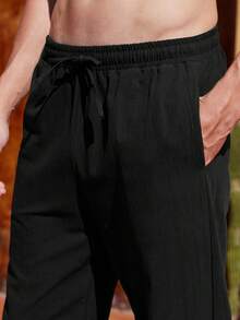 Quần dài nam kiểu dáng thời trung cổ, có dây rút và cà vạt, thích hợp cho trang phục lễ hội, món quà tuyệt vời cho bạn bè và gia đình. - màu đen - Xem 5