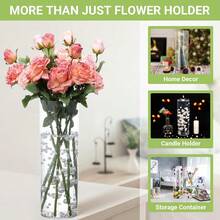 SUREAM 13.7 Inch Tall Acrylic Cylinder Vases(4.7" Wide), Plastic Flower Vases For Table, Clear Plant Containers For Floating Candle, Wedding Centerpieces, Home Party Decoration - 13.7 Inches H X 4.7 Inches W - View 5
