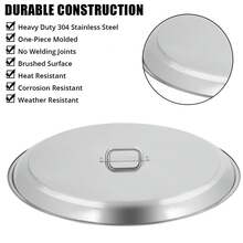 Funda Protectora para Fogón/Fuego , Acero Inoxidable Plateado con Asa, para Fuego Empotrado (34" x 34") - Ideal para Patio y Camping - Plateado - Ver 4