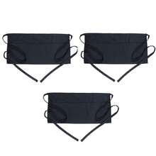 BOHARERS Waist Apron With 3 Pockets - Black Waitress Waiter Server Short Aprons - A-3Pack黑色 - 查看 1