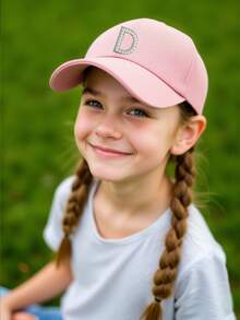 Mũ lưỡi trai trẻ em 26 chữ cái, mũ che nắng thời trang cho bé gái, mũ chống tia UV, mũ điều chỉnh được, mũ thường ngày cho bé gái đi học. - Hồng - Xem 4