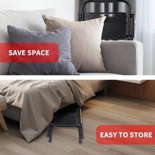 2 Step Ladder, Portable Folding Step Stool With Wide Anti-Slip Plastic Pedal, Sturdy Steel Ladder, Convenient Handrail, Lightweight, Black Steel Step Stool - 兩步 - 查看 4