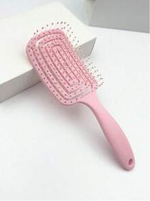 Elegant Circular Comb For Girls - Hollowed-Out Design, Pink Handle & Durable ABS Plastic, Large Curved Bristles For Fluffy Massage, Pork Ribs & Thick Hair Styling, Elegant Haircare Tool, Stylish Hairbrush, Highquality Bristles