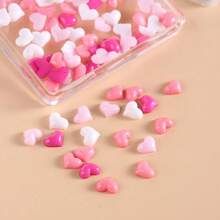 600pcs Pink Heart Valentines Nail Charms Flat Back Mini Heart Nails Rhinestone Hearts Resin Flatback Nails Gems White Hearts Nails Diamonds Kawaii Crafts Acrylic Nails Rhinestone Diamonds For Women,Multicolored - 多彩的 - 查看 4