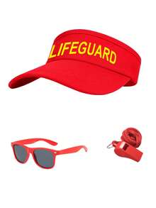 1/2/3/4/5pcs Spring/Summer New Surfing Costume Set, Funny Festival Lifeguard COS Beach Peaked Cap, Red Fashion Glasses, Whistle, Surfboard Bag, Beach Vacation Outfit Valentine's Day Costume - Multicolor - View 16