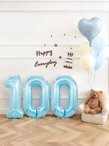 24pcs/Set Pearlescent Blue Number Balloons For Birthday, Includes 40-Inch Pearlescent Blue Number Balloons, White Ribbon Bows, Suitable For 100 Days, Birthday Party, Baby Shower, Blue Birthday, Indoor/Outdoor Photography Props - Multicolor - View 4