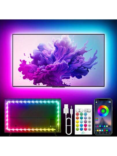 TYUTE Large-Screen TV LED Light Strips Are Available In Lengths Ranging From 9.84 Ft To 22.97 Ft, Suitable For 30-Inch To 80-Inch TVS. The RGB Color-Changing TV Light Strips Are Equipped With A 24-Key Remote Control And Can Be Controlled Via A Bluetooth APP For Music Synchronization. They Are Ideal For TV Decoration In Living Rooms And Bedrooms, As Well As Computer Decoration In E-Sports Rooms. They Are Also Suitable For Creating A Halloween And Christmas Atmosphere