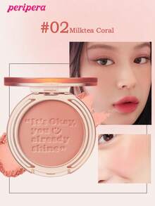 K-Beauty Peripera Solid Color Powder Blush Palette, Matte Powder Blush, Fine Powder Blush, Non-Caking, Long-Lasting, Multi-Purpose Makeup Palette, Nude Makeup, Face Makeup, Korean Makeup, Korean Cosmetics - #02 Milk Tea (new) - View 10