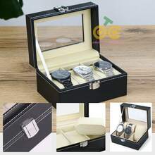 Caja de reloj negra de 1 pieza, caja de presentación de reloj de 3/6 posiciones, caja de almacenamiento de reloj para hombres y mujeres, caja de reloj, caja de presentación, joyero, caja de almacenamiento, caja de almacenamiento, caja de almacenamiento de joyería con tapa de vidrio grande, diseño de cobertura total, tapa transparente, conveniente para exhibición, forro, simple y de alta gama, anticaída/polvo/suciedad/antiarañazos, utilizado para almacenar pulseras, pulseras, relojes, adecuado para tocadores, cajones, encimeras - 3 cuadrados negros - Ver 7