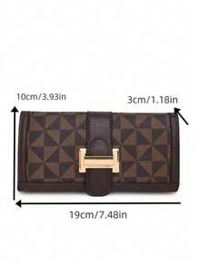 Brown Long Windmill Print Fashion Buckle Women's Classic Retro Wallet Tri-Fold Zipper Coin Purse Phone Wallet Lightweight Clutch For Women Money Wallet Purse Wallet Long Wallet