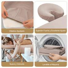 2 Sets Sábanas para Camilla de Masaje Color de Lujo Sábanas Cama de SPA Incluye Sábana Plana Sábana Ajustada y Funda de Reposacabezas - Rosado Sandía - Ver 5