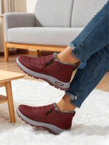 2025 Botas de Nieve Cortas para Mujeres con Forro de Piel - Con Diseño Antideslizante, Son Perfectas para Uso al Aire Libre en InviernoBotas de Moda y MultifuncionalesSon un artículo imprescindible para el invierno, botas para mujer cómodas y versátiles, botas de aspecto rojo vibrante. - Marrón - Ver 7