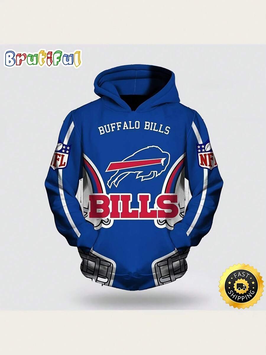 Bills Printed American Sports Hoodie, 3D Printed Men's Fashion Pullover.18 - Phong cách - Xem 1