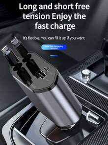 W&O 4-Port Fast Car Charger With USB & Type-C Ports, Digital Voltage Display, Compatible With IPhone, Android Phones & Tablets, Great Gift For Men, Christmas - Black and Gray - View 13