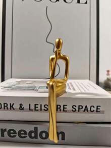 Figura decorativa de resina minimalista moderna de una persona sentada, decoración de habitación, decoraciones navideñas, decoración de dormitorio - Dorado - Ver 12