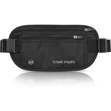 travel inspira Cinturón de Viaje Antirrobo con Protección RFID, Cremallera Segura y Bolsa Oculta para Pasaporte | Organizador Ultradelgado de Dinero en Efectivo | Viaje  y Ligero para Turistas - Negro-Grande - Ver 1