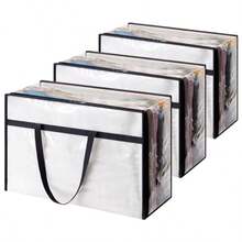 XGTLifewit 3 Piezas Bs para Guardar Ropa Tranrentes 60L Bs Almacenaje Ropa Pble de PVC Cajas Almacenaje con Asas Organizador Arma Para Mantas Ropa etes Muza Li - Transparente - Ver 1