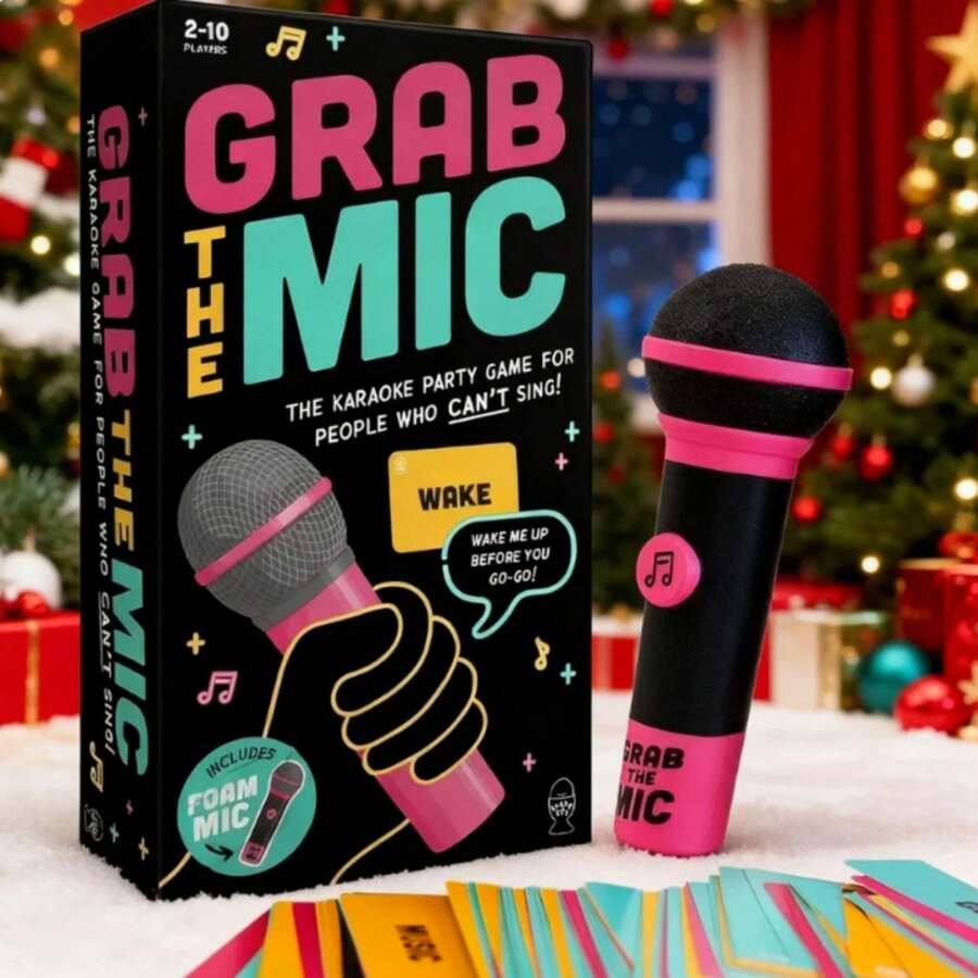 Lucky Egg Official Family Karaoke Board Game, Foam Microphone + 125 Bad Lyric Cards, 8+ Years Old Parent-Child Interaction, 2-10 Players Festival Party Game, Top Choice For Kids Gifts - A - 查看 1