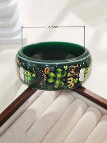 1pc Women's Fashion Bracelet With Beer & Four-Leaf Clover Print, Suitable For St. Patrick's Day Party Wear - Clover Bracelet - View 2