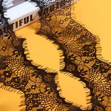 10cm Wide Fashionable Eyelash Lace Trim, Black & White Mesh Fabric, Suitable For Sewing, Crafts, Clothing, Home Decor And Wedding Decoration - Multicolor - View 1