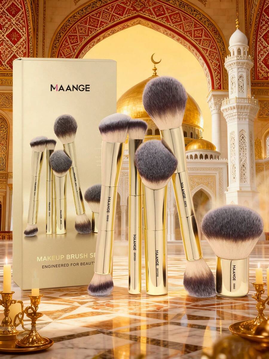MAANGE 5件組專業化妝刷組，旅行化妝刷組，可用作底妝刷、眼影刷、遮瑕刷、腮紅刷、蜜粉刷，適合日常化妝和派對使用，女性和女孩的禮物