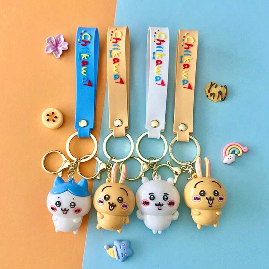 1pc Japanese Soft Cute Anime Peripheral Japanese Cute Little Eight Electroplating Keychain Cartoon Doll Bag Pendant Keychain Hanging Gift, Cartoon Student Couple Pendant, School Gift, Perfect Small Gift For Fans, Family And Friends, Valentine's Day Gift, New Year Gift, Valentine's Day Gift, Revival Day Gift[Stochastic Style] - Multicolor - View 1