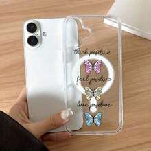 Butterfly Pattern Large Hole Transpart Acrylic Magnetic Ring Mobile Phone Case For  17 Air 16 15 14 13 12 Pro Max/17 16 15 14 Plus X/Xs Max Suit For S22 S23 S24 S25 Ultra/Plus/FE/+ Hard Case Supports Wireless Charging.Holiday Phone Accessories. 17 Case. Novelty Cases.'s Best-Selling Phone Cases. Limited-Time Discount. 17 Pro Max Case. Phone Accsesories. - 無色 - 查看 2